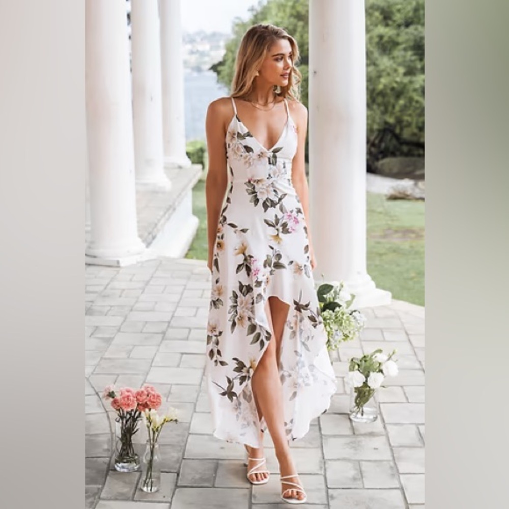 Cupshe White Floral Midi Dress